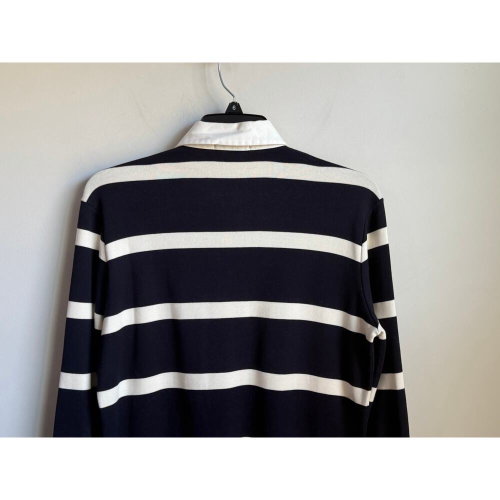 Ralph Lauren Cotton Striped 3/4 Sleeve Collared Midi Polo Dress Black White L - Picture 7 of 8